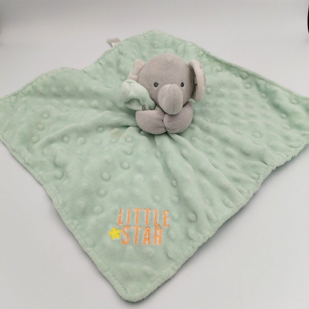 Carter's Child of Mine Elephant Lovey Security Blanket‎ Rattle Green Little Star